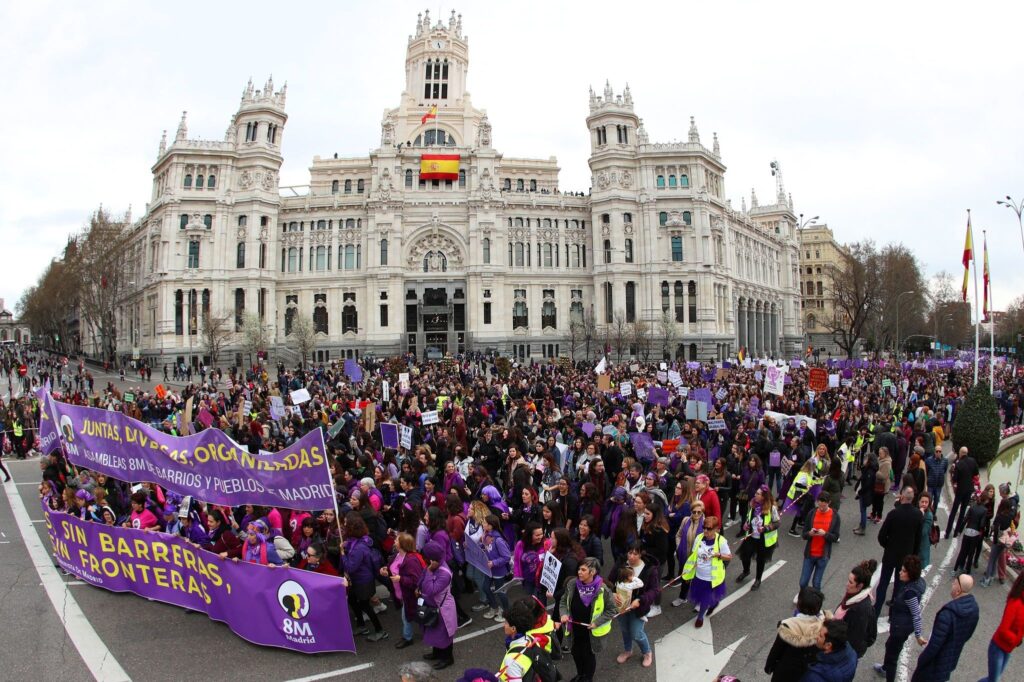 Cabecera de la manifestación por el 8M de 2020 en Madrid. Foto EL MUNDO.